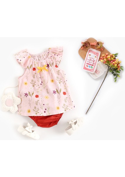Yaz Bebek Kız Giyim Seti Çiçek Prenses Bebek Bebek Giysileri Pamuk Bebek Üstleri + Bebek Alt 2 Adet (Yurt Dışından) modelleri