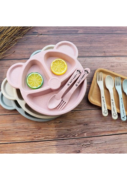 [eğlenceli Canlı] Bebek Yemek Kasesi + Kaşık + Çatal Besleme Gıda Sofra Güvenli Karikatür Ayı Çocuk Bebek Çatal Bıçak Kaşık Seti Haşlanma Önleyici Eğitim Plakası (Yurt Dışından) indirimleri
