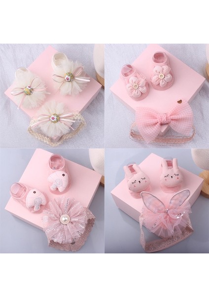 Adet Bebek Kafa Bandı Çorap Seti Çiçek Fiyonkları Yenidoğan Bantlar Saç Bantları Bebek Kız Çocuklar Için Şapkalar Bebek Saç Aksesuarları (Yurt Dışından) fırsatları