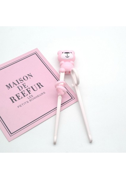 Karikatür Ayı Öğrenme Eğitimi Çubuklarını Plastik Çubuklarını Çocuk Aydınlanma Sevimli Bebek Sofra (Yurt Dışından)