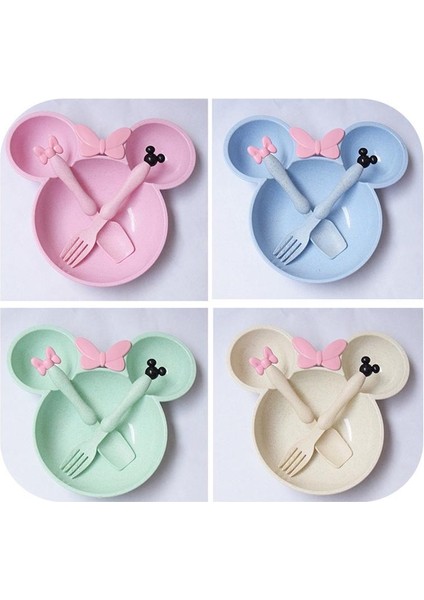 [allgood]micky Mouse Kase Bebek Mama Tabağı Kaşık Çatal Seti Çocuklar Için Buğday Samandan Yapılmıştır (Yurt Dışından) fiyatları