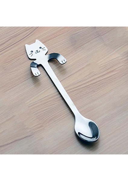 Sevimli Kedi Kaşık Uzun Saplı Kaşık Sofra Takımı Kahve Içme Aracı Mutfak Alet (Yurt Dışından)