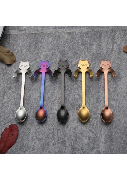 Sevimli Kedi Kaşık Uzun Saplı Kaşık Sofra Takımı Kahve Içme Aracı Mutfak Alet (Yurt Dışından) modelleri