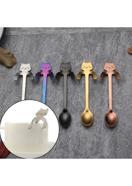 Sevimli Kedi Kaşık Uzun Saplı Kaşık Sofra Takımı Kahve Içme Aracı Mutfak Alet (Yurt Dışından) indirimleri