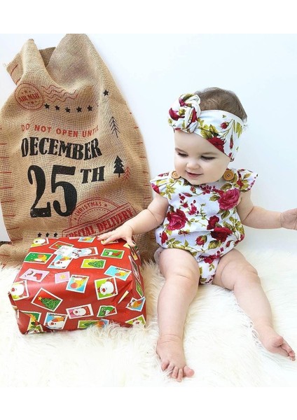 2 Adet Bebek Seti Yenidoğan Bebek Kız Giysileri Fly Kollu Çiçek Düğmesi Pamuk Tulum Bebek Giysileri Set 0-24 M (Yurt Dışından) modelleri