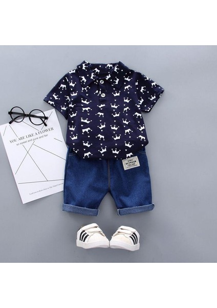 Yaz Erkek Giysileri Çiçek Baskı Kısa Kollu Gömlek Bluz Şort Rahat Kıyafetler Giysileri (Yurt Dışından) modelleri