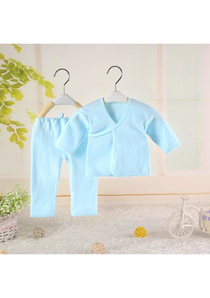 2 Adet / Takım Üst + Pantolon Saf Renk Yumuşak Pamuk Bebek Kız Erkek Giyim Sonbahar Kış Uzun Kollu Iki Parçalı Set Çocuk Yeni Bebek Giyim Takım Elbise (Yurt Dışından)