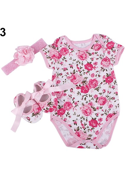 3 Adet Yenidoğan Bebek Çiçek Leopar Yıldız Romper Bodysuit Kafa Bandı Ayakkabı Seti (Yurt Dışından) modelleri