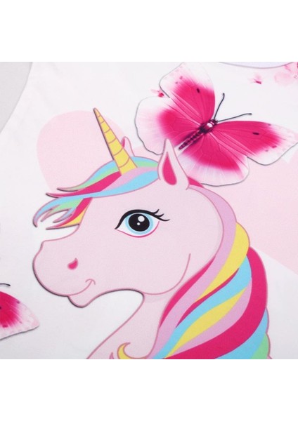 Popüler Sevimli Kızın Unicorn Kelebek Baskı Kolsuz ve Uzun Kollu Elbiseler 2-3 4-6 6-9 Yaş Çocuklar Için (Yurt Dışından) modelleri