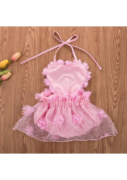 2021 Bebek Yaz Giyim Yenidoğan Bebek Kız Tül Şifon Elbise Tulum Bodysuit Katı Kıyafetler Ruffled Prenses Elbisesi Elbise (Yurt Dışından)