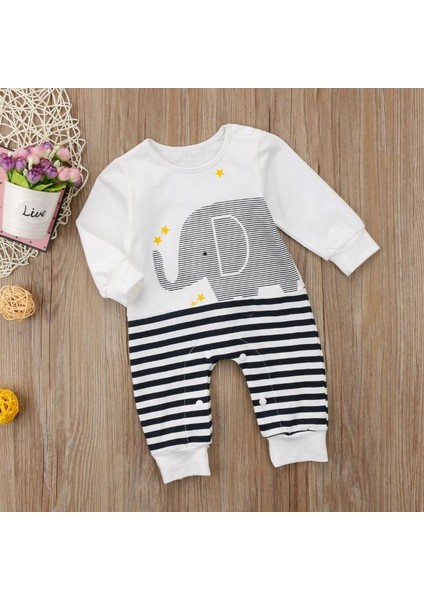 Yenidoğan Bebek Fil Çizgili Romper Tulum Bodysuit Kıyafetler Giysileri 0-18 Ay (Null) (Yurt Dışından) fiyatları