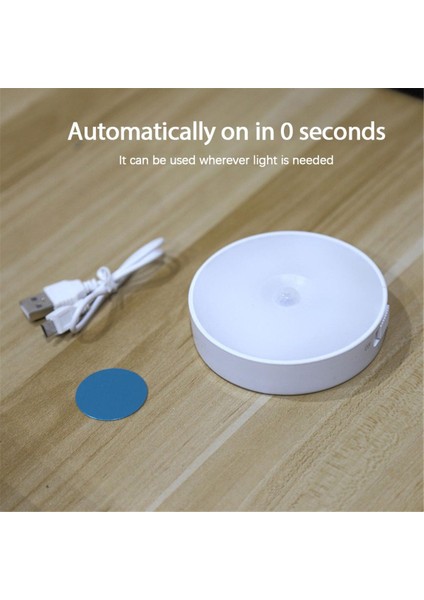Hareket Sensörü LED Şarj Edilebilir Gece Lambası Kablosuz Enerji Tasarruflu LED Gövde Indüksiyon Lambası Yatak Odası Tuvalet (Yurt Dışından)