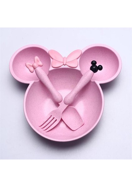 [bestgo]micky Mouse Kase Bebek Mama Tabağı Kaşık Çatal Seti Çocuklar Için Buğday Samandan Yapılmış (Yurt Dışından) fiyatları