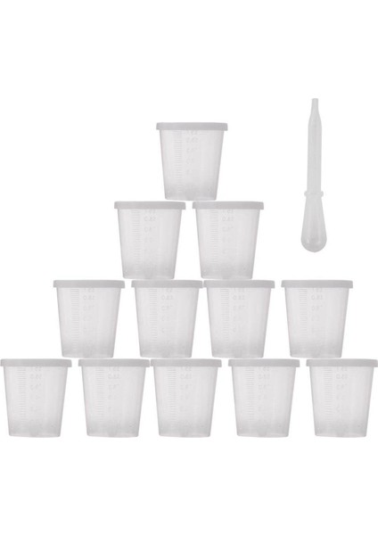 12 Adet 30ML Plastik Ölçüm Kabı Kapaklı Çizim Aracı 3.8X4CM (Yurt Dışından)