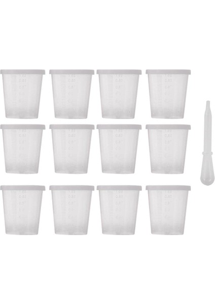 12 Adet 30ML Plastik Ölçüm Kabı Kapaklı Çizim Aracı 3.8X4CM (Yurt Dışından)