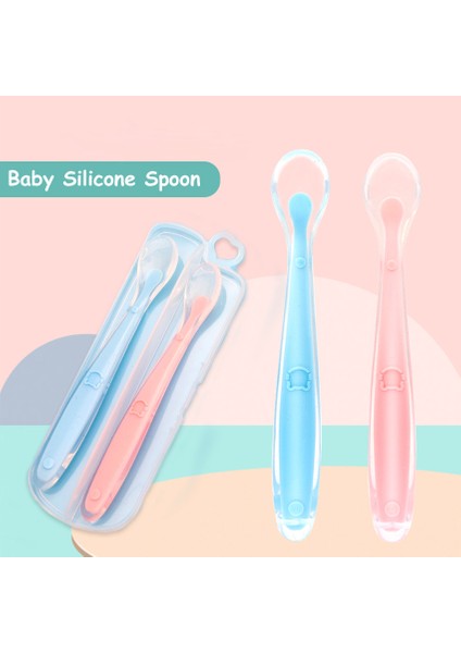 Hellokimi 3 Adet Bebek Besleme Kaşık Silikon Kaşık Seti Eğitim Sofra Çocuk Kaşık Eğitim Kaşık Bebek Besleme Yumuşak Kafa Kaşık Çatal Seti Saklama Kutusu ile (Yurt Dışından) fiyatları