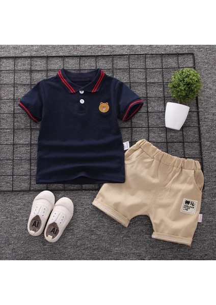 Babys Çocuk Kız Kıyafet Kolsuz Düğme T-Shirt Çiçek Etek Seti 2 Adet Kostüm Giyim (Yurt Dışından)