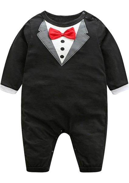 Kış Sonbahar Takım Elbise Papyon Bebekler Erkek Bebek Tek Parça Romper Yürümeye Başlayan Tulumlar (Yurt Dışından)