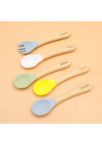 【eğlenceli Canlı】 Bebek Bambu Kaşık ve Çatal Küçük Çocuklar Besleme Setleri Kişiselleştirilmiş Isimli Duş Hediyesi (Yurt Dışından) fiyatları
