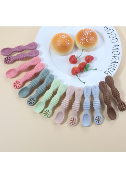 [eğlenceli Canlı] 2 Adet/takım Ön Kaşık Bebek Kaşık Seti Bpa Ücretsiz Silikon Kendi Kendine Besleme Gereçleri Bebek Sütten Kesme Kaşığı Çocuklar Yaşında 6 Ay (Yurt Dışından)