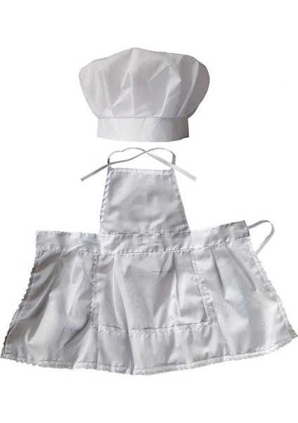Bebek Bebek Şef Önlük Seti Fotoğraf Sahne, Şef Uni Bebek Üniforma Kostüm Fotoğraf Sahne Kıyafetler Beyaz (Yurt Dışından)