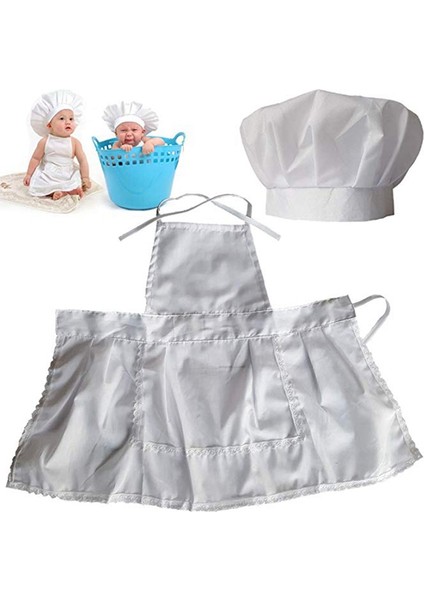 Bebek Bebek Şef Önlük Seti Fotoğraf Sahne, Şef Uni Bebek Üniforma Kostüm Fotoğraf Sahne Kıyafetler Beyaz (Yurt Dışından) fırsatları