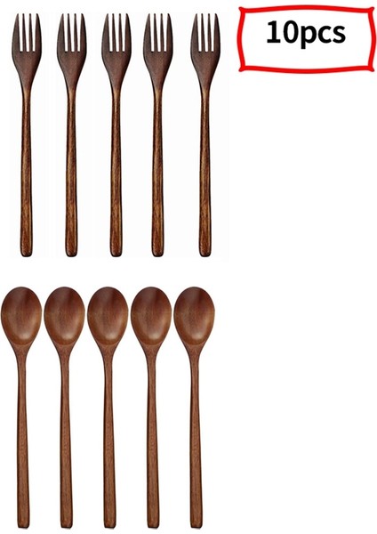 Haoen Doğal Tahta Kaşık ve Çatal Seti Mutfak Çatal Bıçak Takımı Yemek Salatası (10'lu Set) (Yurt Dışından) fiyatları