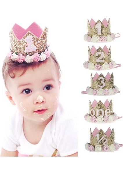 Güzel Bebek Kafa Bandı Narin Taç Doğum Günü Kız Bebek Hairbands Glitter Taç Çiçek Çember Saç Bebek Doğum Günü Partisi Saç Dekor (Yurt Dışından) fiyatları
