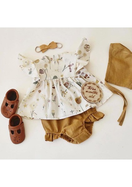 2021 4 Adet Yaz Yenidoğan Çocuklar Bebek Kız Çiçek Üst Tişört Pantolon Şapka Kıyafet Elbise Payetler Kıyafetler Elbise (Yurt Dışından)