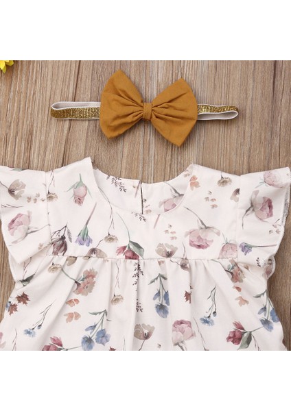 2021 4 Adet Yaz Yenidoğan Çocuklar Bebek Kız Çiçek Üst Tişört Pantolon Şapka Kıyafet Elbise Payetler Kıyafetler Elbise (Yurt Dışından) fırsatları