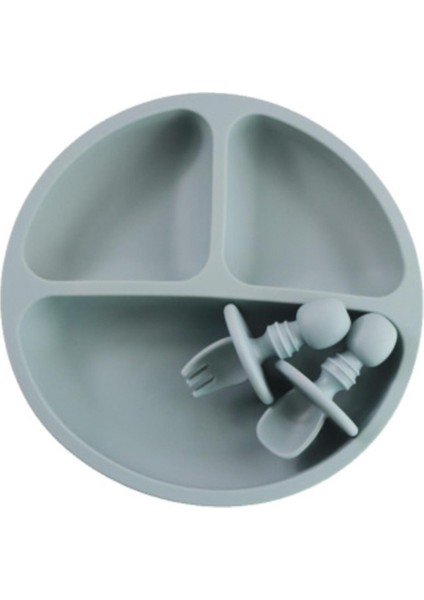 Bebek Için Silikon Plaka, Vantuzlu Bebek Bulaşık Kasesi, Çatal ve Kaşıkla Yürümeye Başlayan Çocuk ve Çocuk Için Mikrodalga Güvenli Tabaklar (3 Adet) (Yurt Dışından)