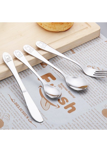 4 Adet/takım Çaylar S Çatal Bıçak Gereçleri Seti Paslanmaz Çelik Bebek Sofra Takımı - Gümüş (Yurt Dışından) fırsatları
