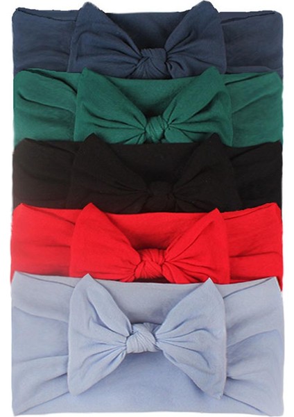5 Adet/takım Bebek Kız Kafa Bandı Yaylar Elastik Saç Bandı Düz Renk Çocuklar Türban Saç Aksesuarları (Yurt Dışından)