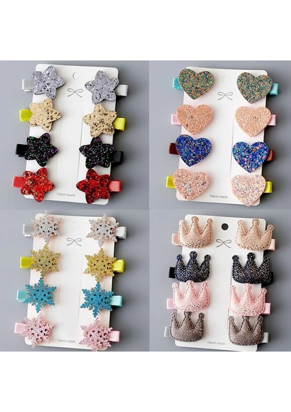 Adet/takım Basit Saç Klipleri Kızlar Için Işıltılı Taç Kar Tanesi Çocuk Tokalarım Kumaş Tokalar El Yapımı Çocuk Saç Aksesuarları (Yurt Dışından)