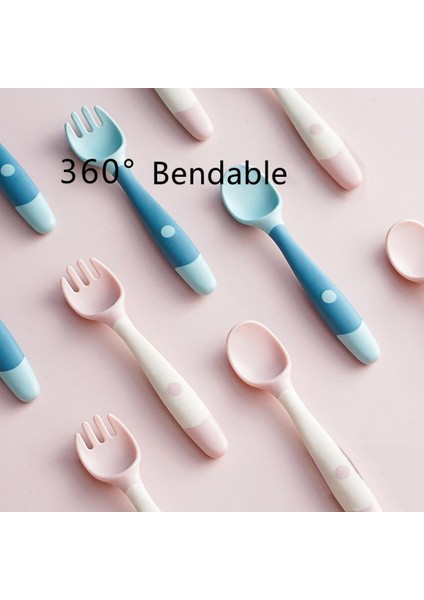 [eğlenceli Canlı] Bebek Kaşık Gereçleri Seti Yardımcı Gıda Yürümeye Başlayan Çocuk Yemek Öğrenin Eğitim Bükülebilir Silikon Çatal Seti Bebek Besleme Sofra Takımı (Yurt Dışından)