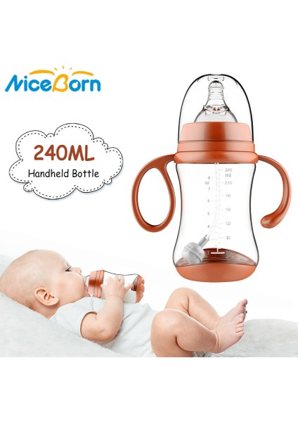Niceborn 240 ml Biberon Bebek Besleme Yürümeye Başlayan Eğitim Fincan Anti-Şok Sippy Yumuşak Sızdırmaz Emzik Gıda Sınıfı Pp Bpa Içermeyen Çocuk Bardağı Bebek Suyu Bebek Için Saplı Süt (Yurt Dışından) fiyatları