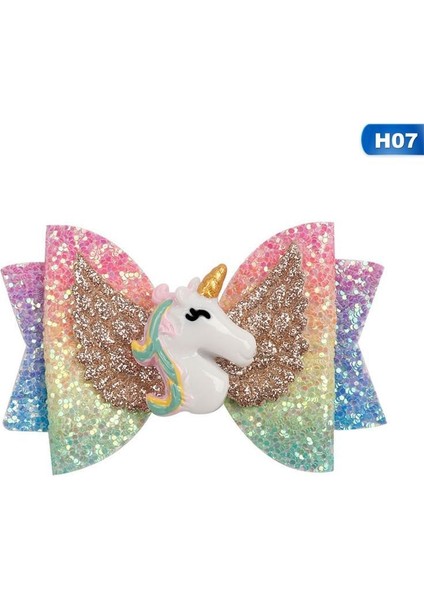 Jddb Yeni Unicorn Yıldız Büyük Kız Çocuklar Payet Yay Gökkuşağı Saç Klipleri (Yurt Dışından) modelleri