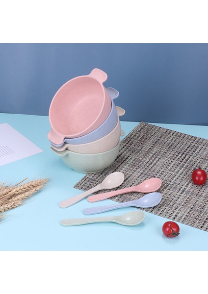 【happier】 Buğday Samanı Çocuk Kase ve Kaşık Seti Bebek Besleme Kasesi Kırılmaz Çocuk Kase ve Kaşık (Yurt Dışından) fiyatları