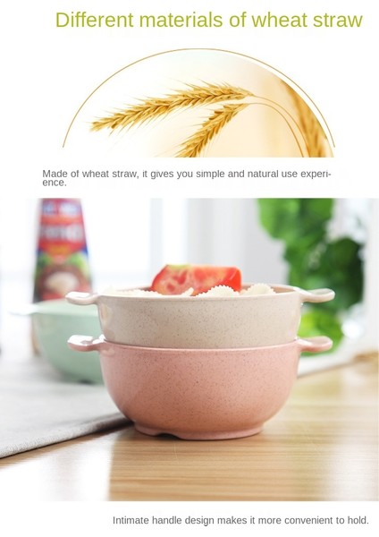 【happier】 Buğday Samanı Çocuk Kase ve Kaşık Seti Bebek Besleme Kasesi Kırılmaz Çocuk Kase ve Kaşık (Yurt Dışından) indirimleri