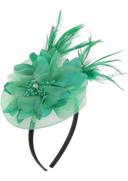 Bayan Tüy Fascinator Şapka Saç Bandı Düğün Kostümü Yeşil (Yurt Dışından)