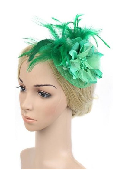 Bayan Tüy Fascinator Şapka Saç Bandı Düğün Kostümü Yeşil (Yurt Dışından) fiyatları