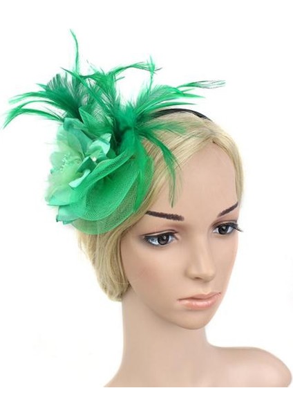 Bayan Tüy Fascinator Şapka Saç Bandı Düğün Kostümü Yeşil (Yurt Dışından) modelleri