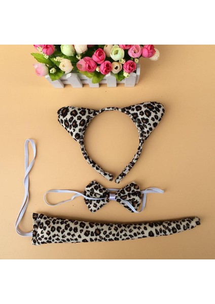 3 Adet/takım Yetişkin Erkek Kız Çocuklar Hayvan Kulak Bandı Kravat Kuyruk Yay Seti Cosplay Cadılar Bayramı Kostüm Doğum Günü Partisi Hediye Saç Bandı Noel Sahne (Yurt Dışından)