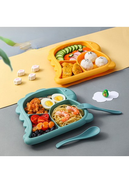 【happier】 4 Parçalı Set Bebek Dinozor Sofra Çocuk Yemek Tabağı Ev Karikatür Çevre Koruma Besleme Sofra (Yurt Dışından)