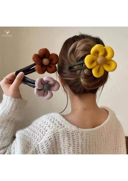 Büyük Çiçek Saç Klip Ördek Gagası Klip Saç Aksesuarları Parti Bayanlar Için Barrette Hairgrips, Sarı (Yurt Dışından) modelleri