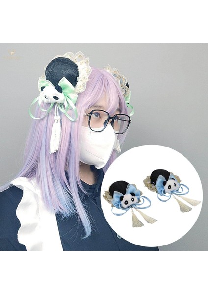 2x Çin Tarzı Saç Klipleri Panda Barrette Hanfu Qipao Püskül Yapış Tokalar Mavi (Yurt Dışından) modelleri