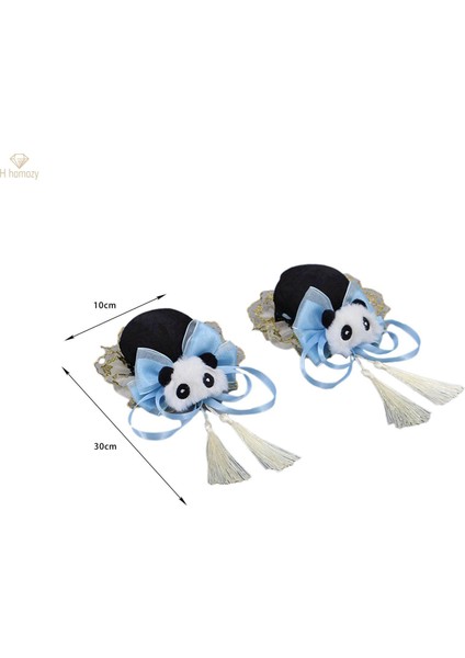 2x Çin Tarzı Saç Klipleri Panda Barrette Hanfu Qipao Püskül Yapış Tokalar Mavi (Yurt Dışından) indirimleri