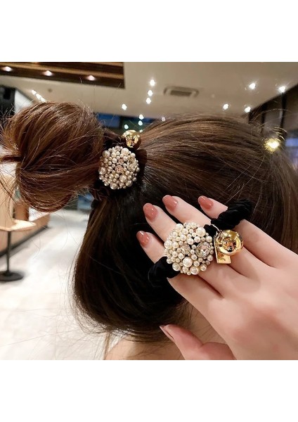 Moda Yeni Top Saç Bağları Kadınlar Için Daire Mizaç Inci Kafa Halat Net Kırmızı High-End Headdress Saç Lastik Bant Kadın (Yurt Dışından)