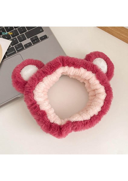 Kızlar Için Polar Peluş Kafa Bandı Spa Saç Bandı Cilt Bakımı Makyaj Gül Kırmızı (Yurt Dışından)