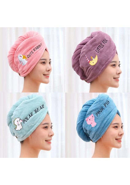 Sihirli Mikrofiber Saç Kurutma Havlusu Süper Emici Saç Kuru Sarma Düğmesi ile Yumuşak Banyo Duş Başlığı Bayan Türban Kafa (Yurt Dışından)